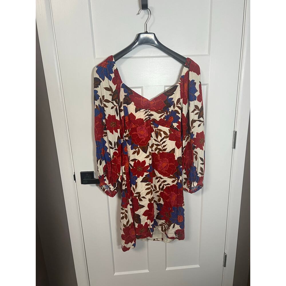 NEW! Maurices Plus Size Floral Sweetheart‎ Babydoll Mini Dress Sz 1X Long Sleeve - Picture 4 of 8